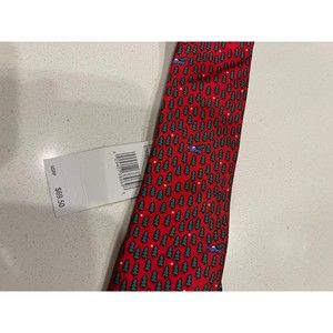 Tommy Hilfiger men's neck ties red with Christmas trees NWT 100% silk